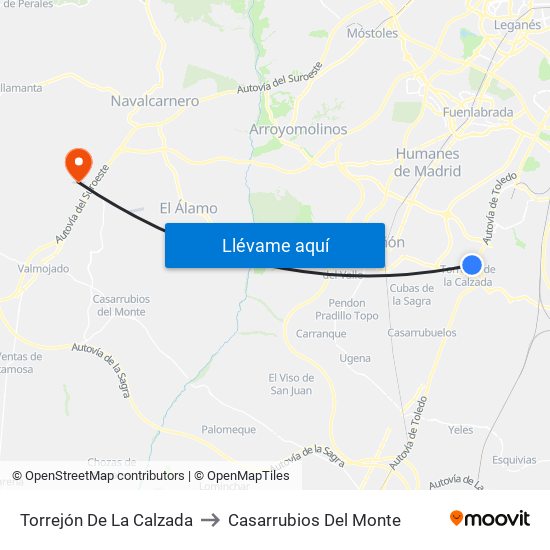 Torrejón De La Calzada to Casarrubios Del Monte map