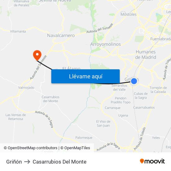 Griñón to Casarrubios Del Monte map