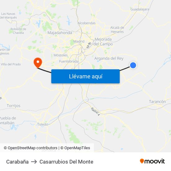 Carabaña to Casarrubios Del Monte map