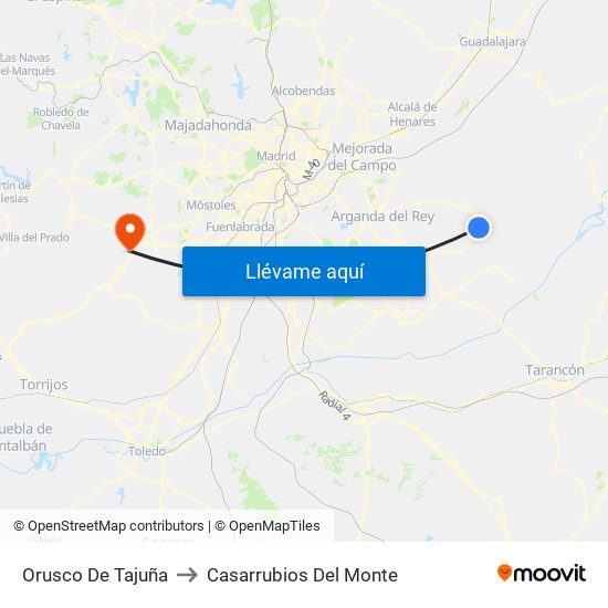 Orusco De Tajuña to Casarrubios Del Monte map