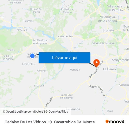 Cadalso De Los Vidrios to Casarrubios Del Monte map