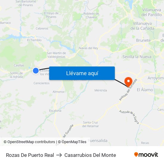 Rozas De Puerto Real to Casarrubios Del Monte map