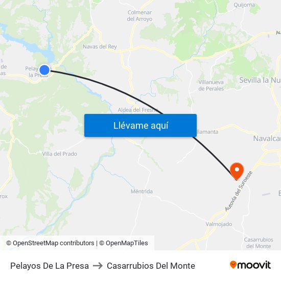 Pelayos De La Presa to Casarrubios Del Monte map