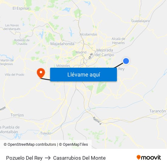 Pozuelo Del Rey to Casarrubios Del Monte map