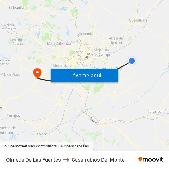 Olmeda De Las Fuentes to Casarrubios Del Monte map