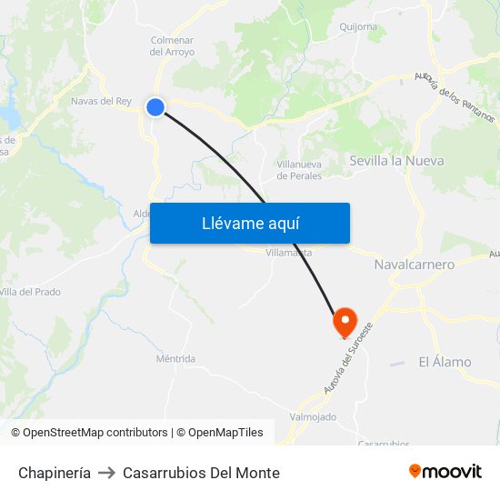 Chapinería to Casarrubios Del Monte map