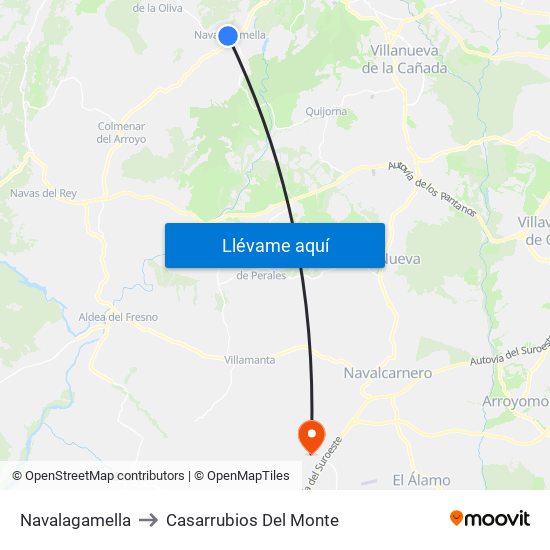Navalagamella to Casarrubios Del Monte map