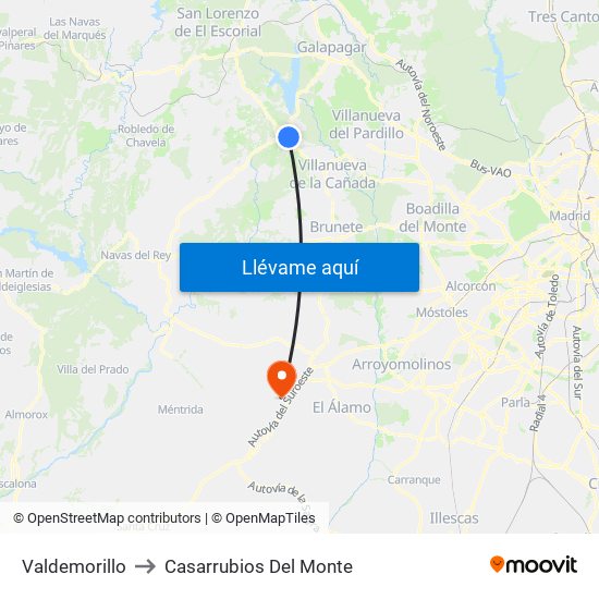 Valdemorillo to Casarrubios Del Monte map