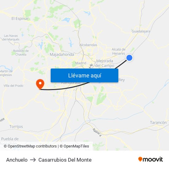 Anchuelo to Casarrubios Del Monte map