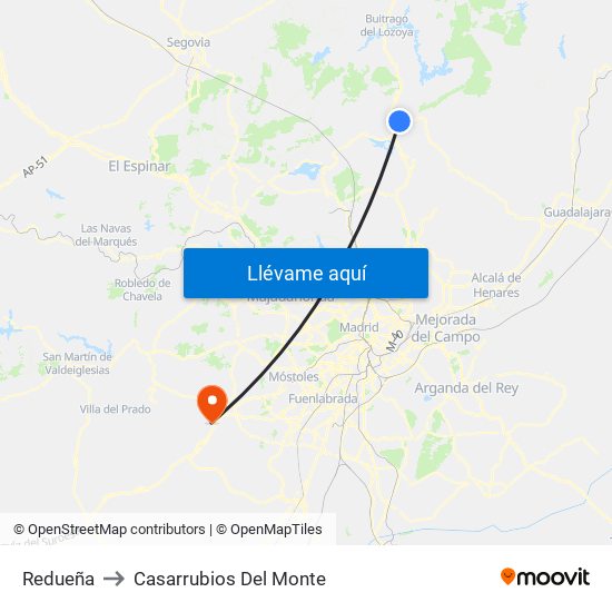 Redueña to Casarrubios Del Monte map
