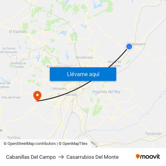 Cabanillas Del Campo to Casarrubios Del Monte map