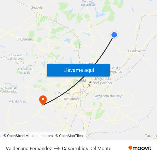 Valdenuño Fernández to Casarrubios Del Monte map
