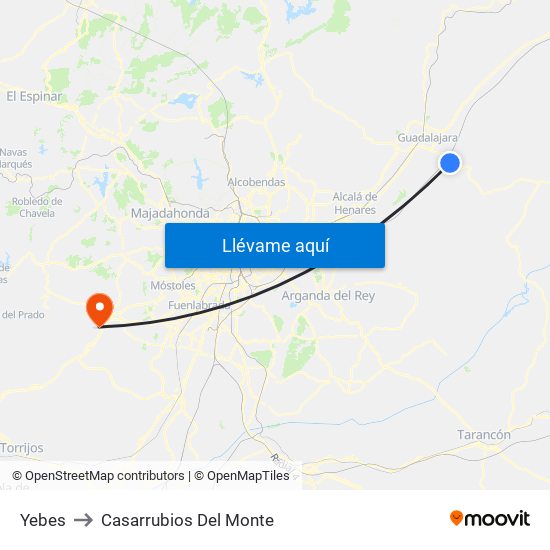 Yebes to Casarrubios Del Monte map