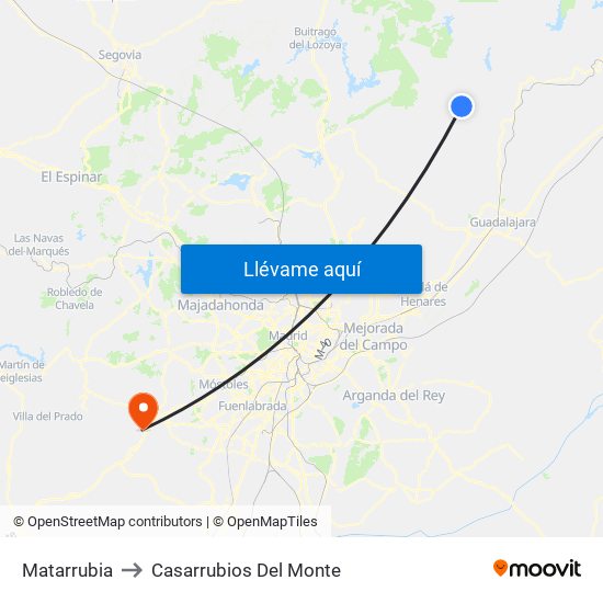 Matarrubia to Casarrubios Del Monte map