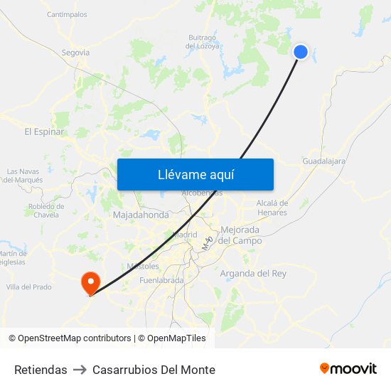Retiendas to Casarrubios Del Monte map