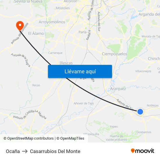 Ocaña to Casarrubios Del Monte map