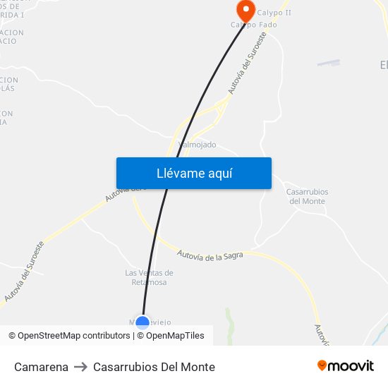 Camarena to Casarrubios Del Monte map