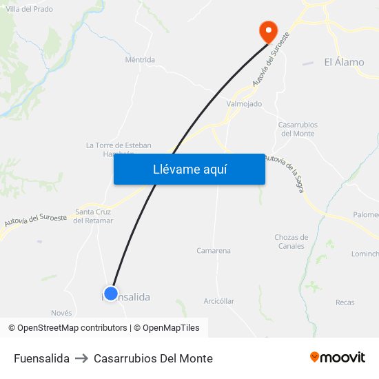 Fuensalida to Casarrubios Del Monte map