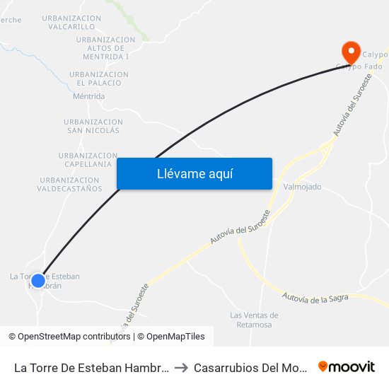 La Torre De Esteban Hambrán to Casarrubios Del Monte map