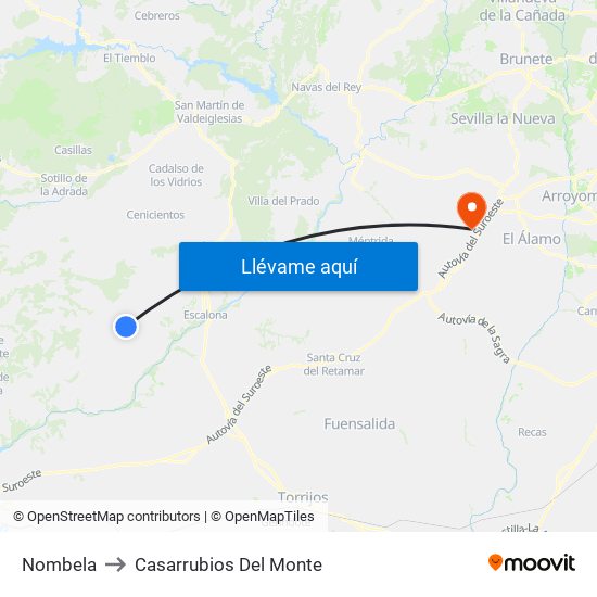 Nombela to Casarrubios Del Monte map