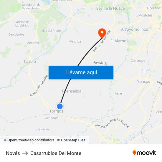 Novés to Casarrubios Del Monte map
