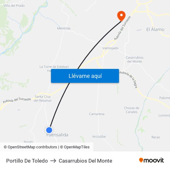Portillo De Toledo to Casarrubios Del Monte map