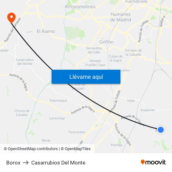 Borox to Casarrubios Del Monte map