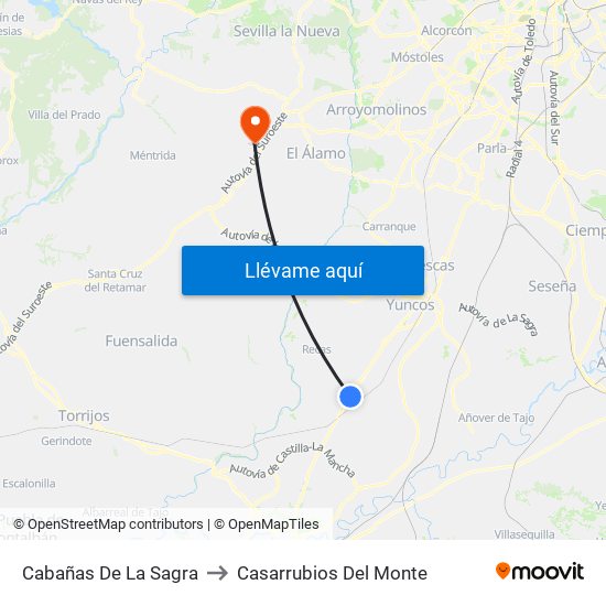 Cabañas De La Sagra to Casarrubios Del Monte map
