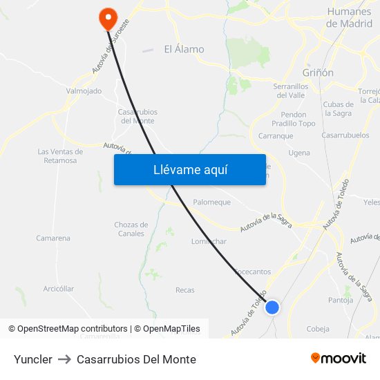 Yuncler to Casarrubios Del Monte map