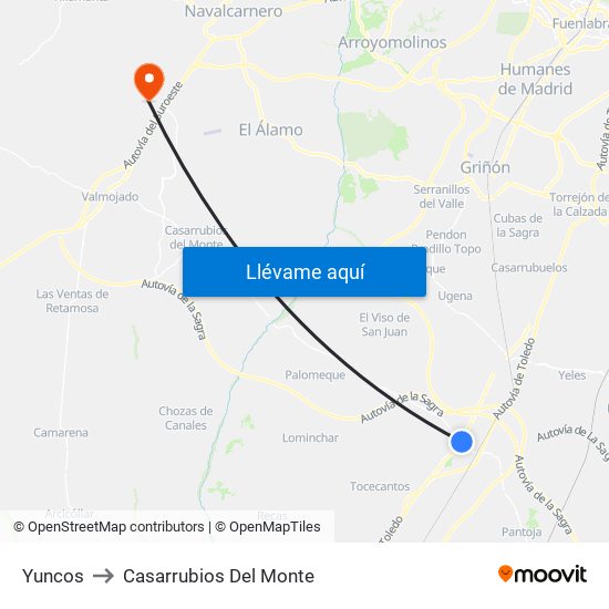 Yuncos to Casarrubios Del Monte map