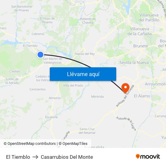 El Tiemblo to Casarrubios Del Monte map
