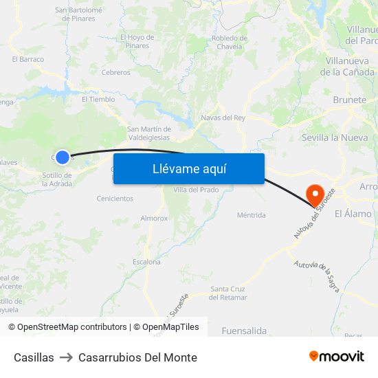Casillas to Casarrubios Del Monte map