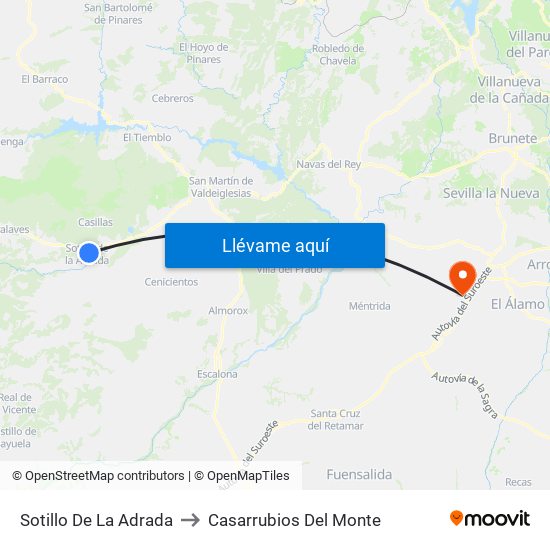 Sotillo De La Adrada to Casarrubios Del Monte map