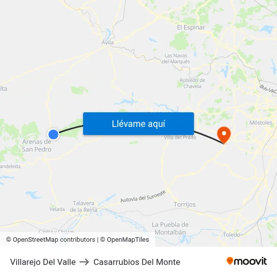 Villarejo Del Valle to Casarrubios Del Monte map