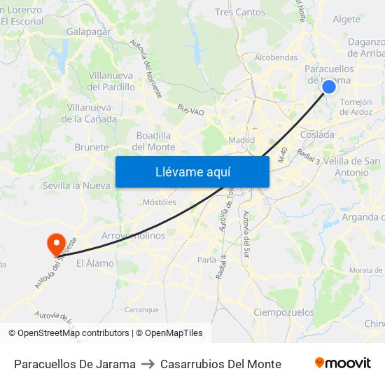 Paracuellos De Jarama to Casarrubios Del Monte map