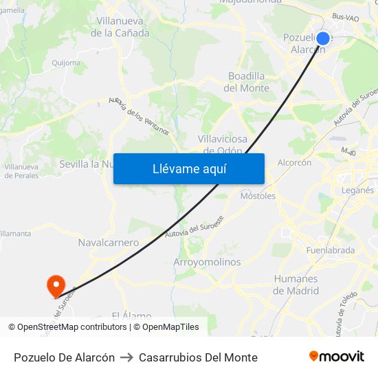 Pozuelo De Alarcón to Casarrubios Del Monte map