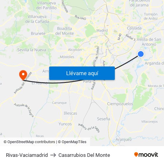 Rivas-Vaciamadrid to Casarrubios Del Monte map