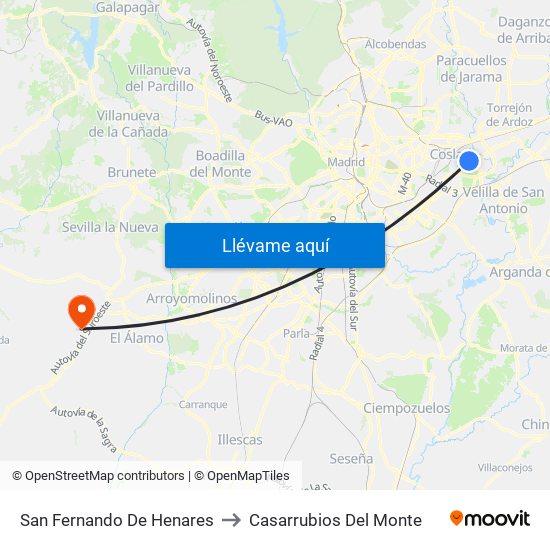 San Fernando De Henares to Casarrubios Del Monte map