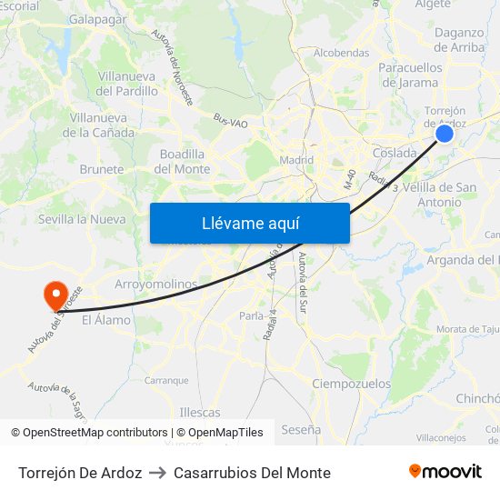Torrejón De Ardoz to Casarrubios Del Monte map