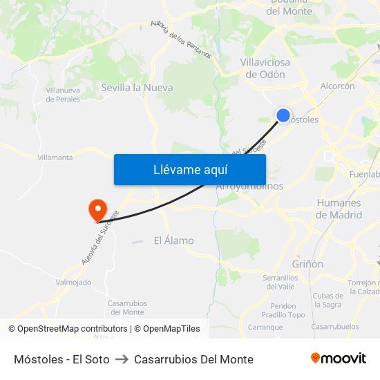 Móstoles - El Soto to Casarrubios Del Monte map