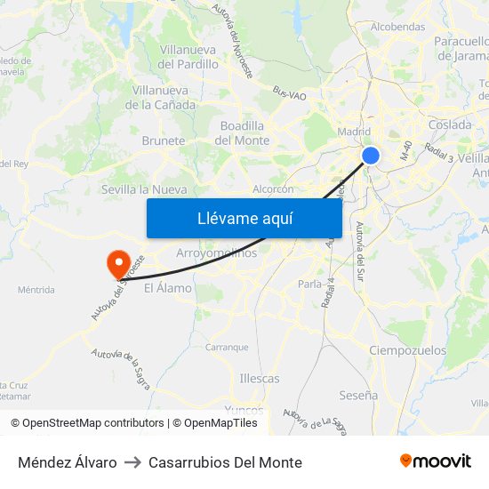 Méndez Álvaro to Casarrubios Del Monte map