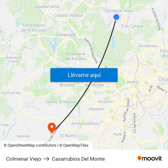 Colmenar Viejo to Casarrubios Del Monte map