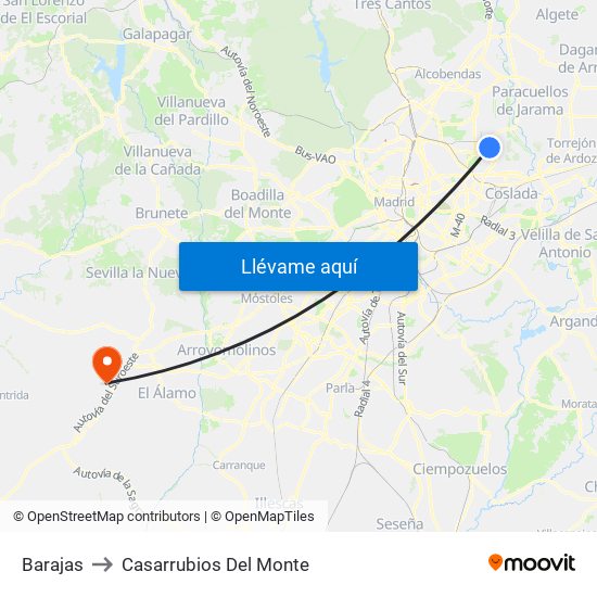 Barajas to Casarrubios Del Monte map