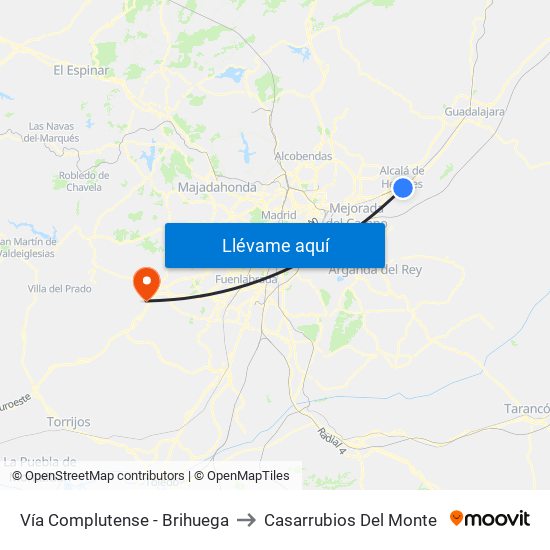Vía Complutense - Brihuega to Casarrubios Del Monte map