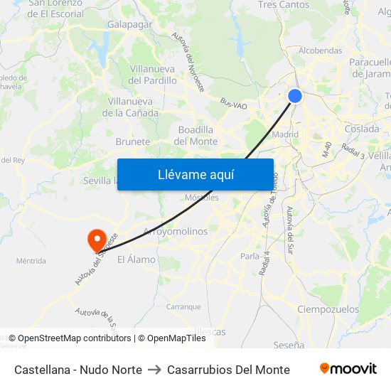 Castellana - Nudo Norte to Casarrubios Del Monte map