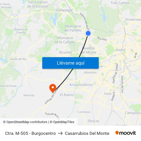 Ctra. M-505 - Burgocentro to Casarrubios Del Monte map