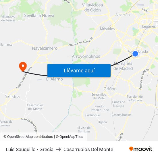 Luis Sauquillo - Grecia to Casarrubios Del Monte map