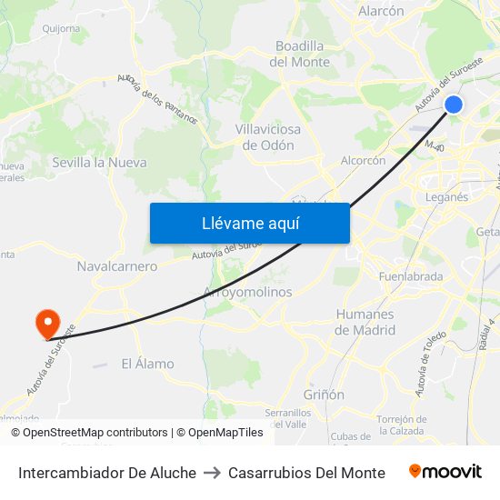 Intercambiador De Aluche to Casarrubios Del Monte map