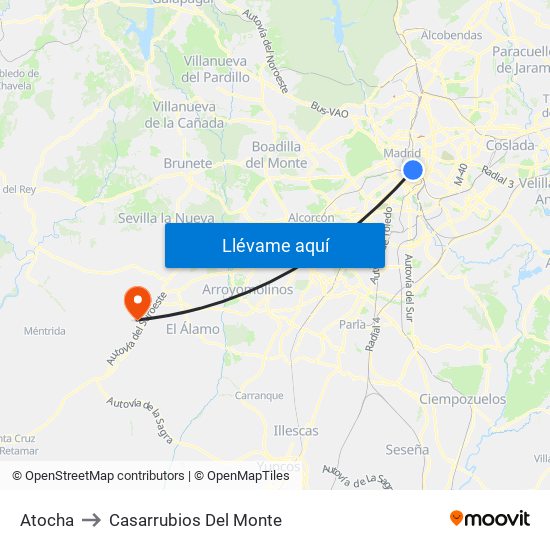 Atocha to Casarrubios Del Monte map