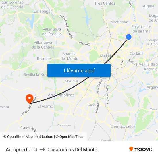 Aeropuerto T4 to Casarrubios Del Monte map